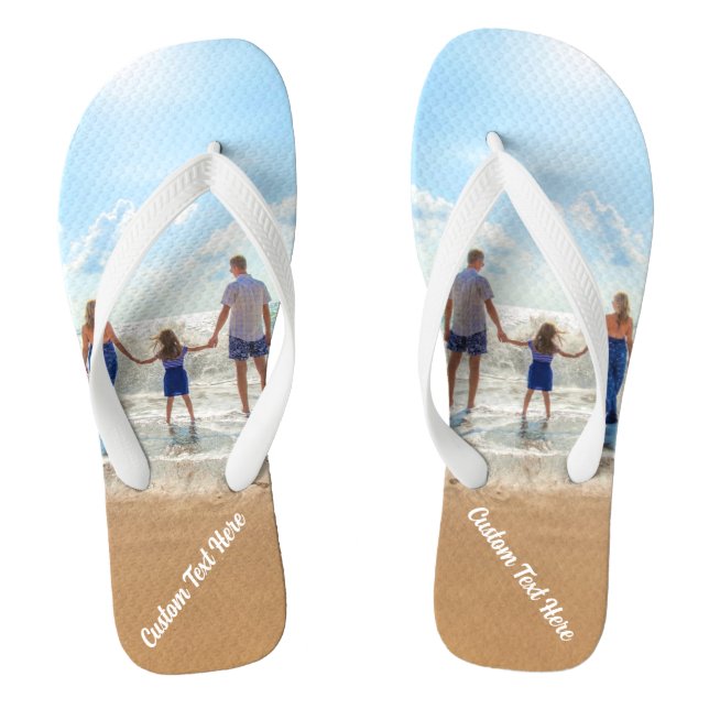 Design Your Own Photo Flip Flops Personalised Text (Footbed)