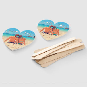 Design Your Own Photo Hand Fan Text - I Love You