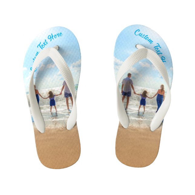 Design Your Own Photo Kid's Flip Flops Custom Text (Footbed)