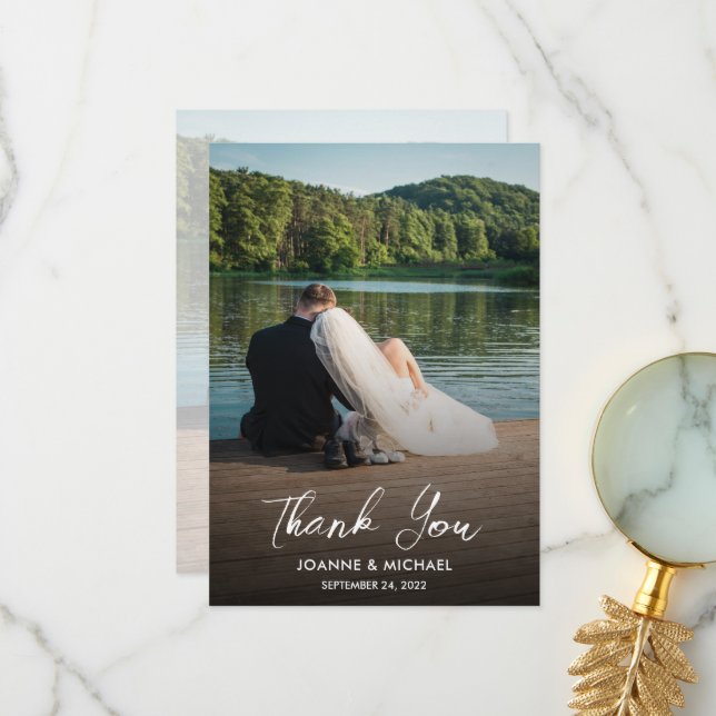 Design your own photo Thank you Wedding card (Front/Back In Situ)