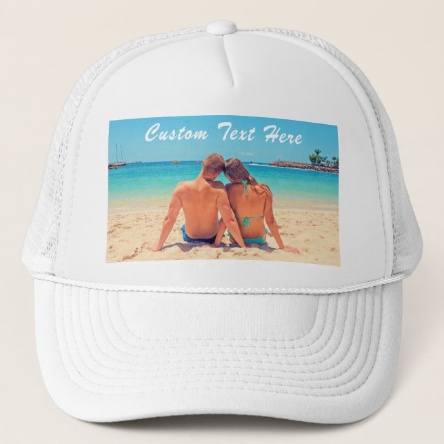 Design Your Own Photo Trucker Hat Custom Text (Front)