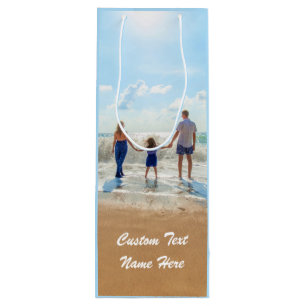 Design Your Own Photo Wine Gift Bag Custom Text