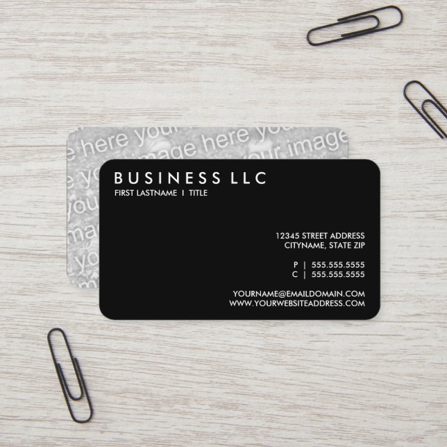design your own plain black and white. business card (Front/Back In Situ)