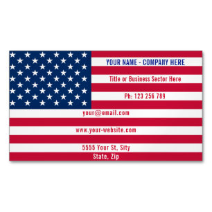 Design Your Own Promotional American Flag Magnetic Business Card