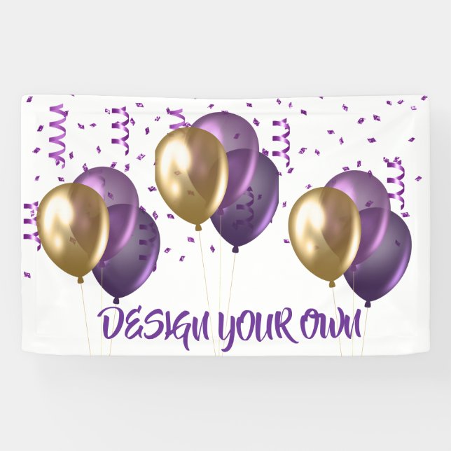 Design Your Own Purple Party Banner (Horizontal)