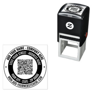 Design Your Own QR Code Address Colour Round Stamp