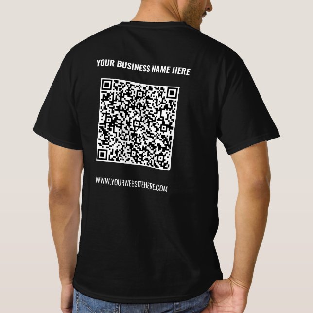 Design Your Own QR Code Business T-Shirt Template (Back)