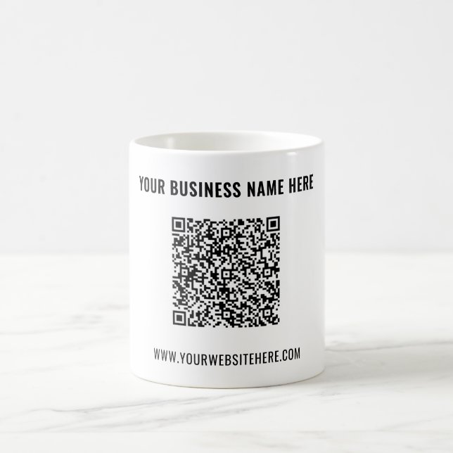Design Your Own QR Code Coffee Mug Custom Text (Center)