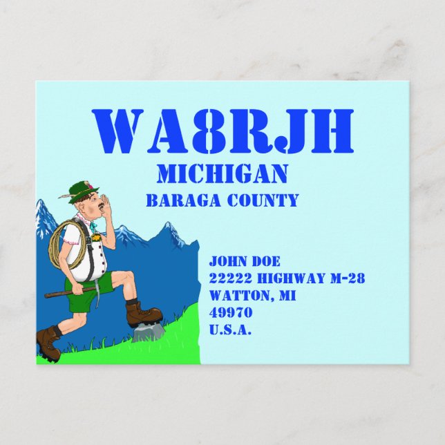 Design Your Own QSL HAM Radio Ops Yodeling Yodeler Postcard (Front)