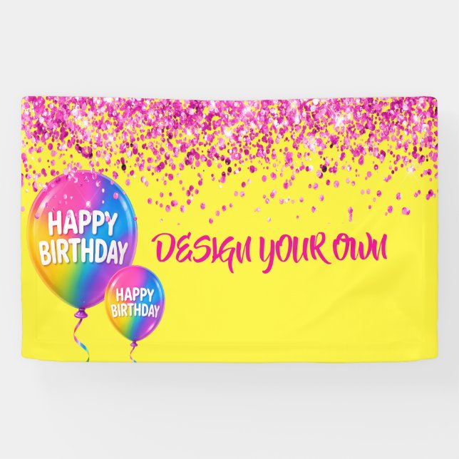 Design Your Own Rainbow Glitter Banner (Horizontal)