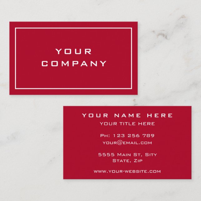Design Your Own Red Business Card Template (Front/Back)
