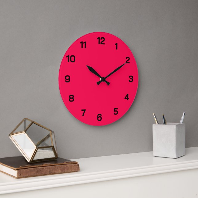 Design Your Own Red Clock Custom Colours and Fonts (Office)