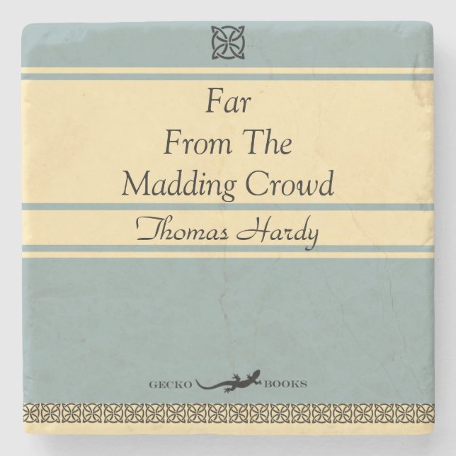 Design Your Own Retro Book Cover Stone Coaster (Front)