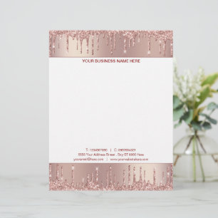 Design Your Own Rose Gold Glitter Letterhead