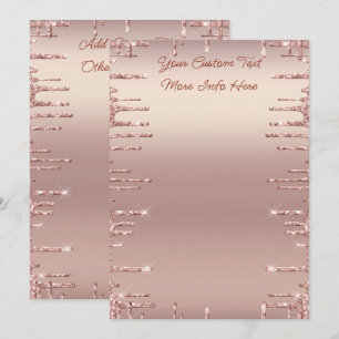 Design Your Own Rose Gold Glitter Menus Example