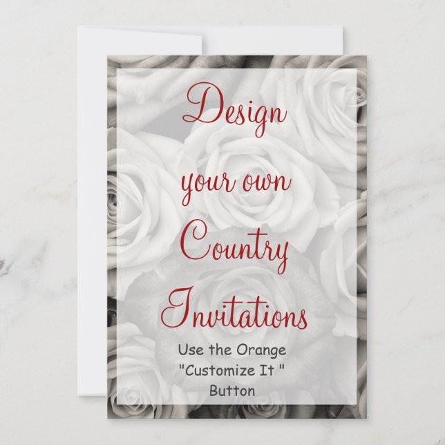 Design your Own Roses Invitations Blank Template (Front)