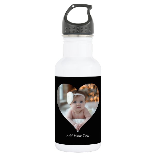 Design Your Own Single Heart Shaped Photo 532 Ml Water Bottle (Front)