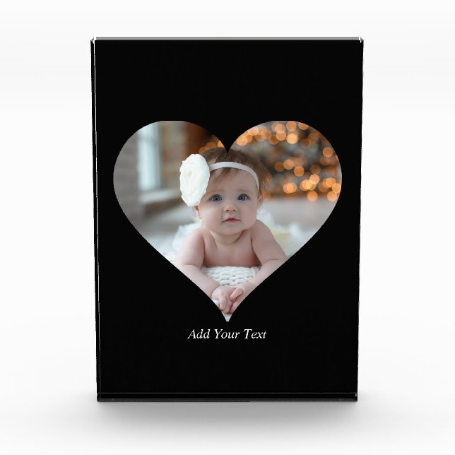 Design Your Own Single Heart Shaped Photo Block (Front)