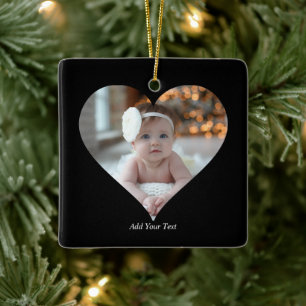 Design Your Own Single Heart Shaped Photo Ceramic Ornament