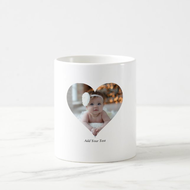 Design Your Own Single Heart Shaped Photo Coffee Mug (Center)