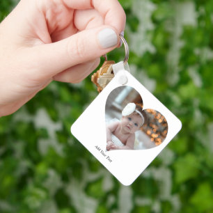 Design Your Own Single Heart Shaped Photo Key Ring