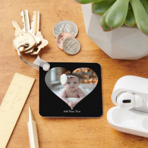 Design Your Own Single Heart Shaped Photo Key Ring