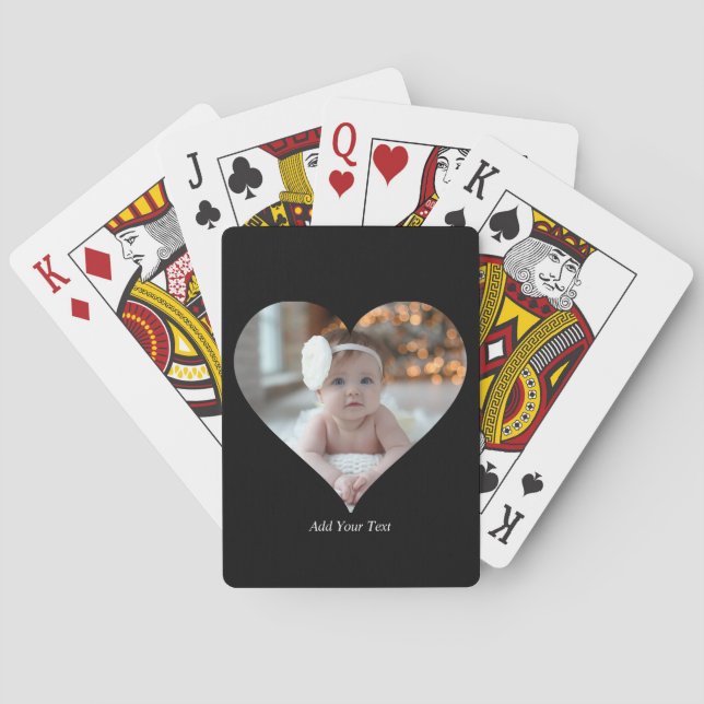 Design Your Own Single Heart Shaped Photo Playing Cards (Back)