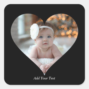 Design Your Own Single Heart Shaped Photo Square Sticker