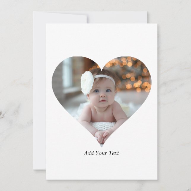 Design Your Own Single Heart Shaped Photo Thank You Card (Front)
