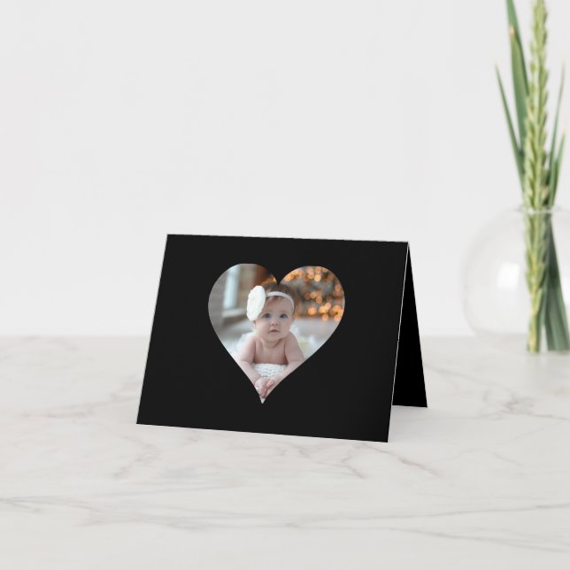 Design Your Own Single Heart Shaped Photo Thank You Card (Front)