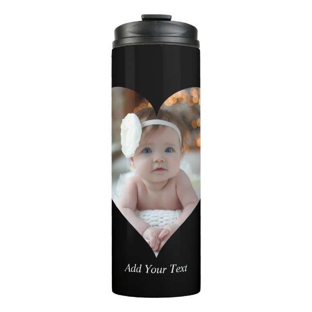 Design Your Own Single Heart Shaped Photo Thermal Tumbler (Front)