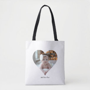 Design Your Own Single Heart Shaped Photo Tote Bag