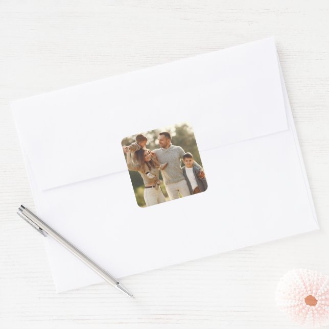 Design Your Own Single Photo Square Sticker (Envelope)