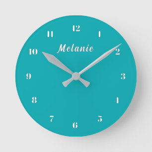 Design Your Own Teal Blue Custom Name Wall Clock