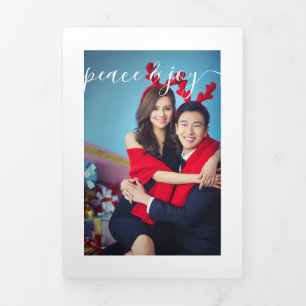 Design Your Own Three Photo Personalised Tri-Fold Holiday Card