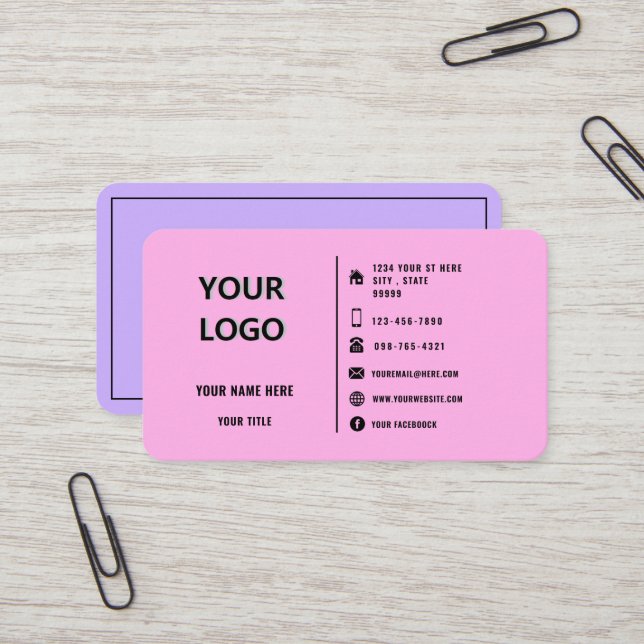 Design Your Own Two Colour Business Card with Logo (Front/Back In Situ)