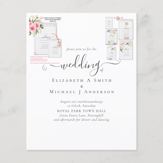 Design Your Own Wedding Invitation Add Graphics    (Front)