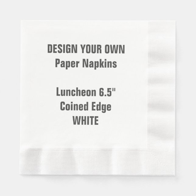 Design Your Own WHITE Coined Luncheon Paper Napkin (Front)