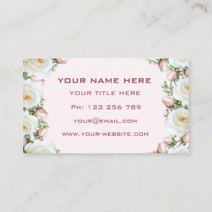 Design Your Own White Rose Business Card Template