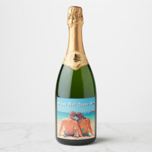 Design Your Photo Sparkling Wine Label Custom Text