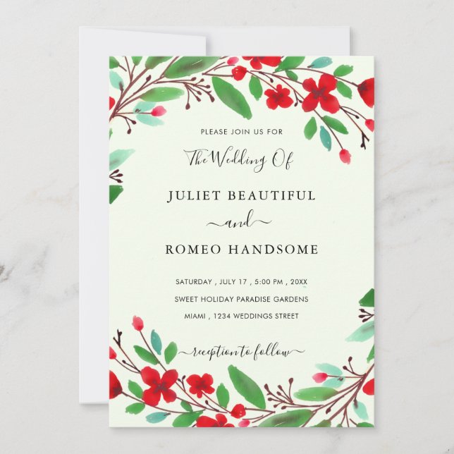 Design Your Watercolor Wedding Invitations Example (Front)