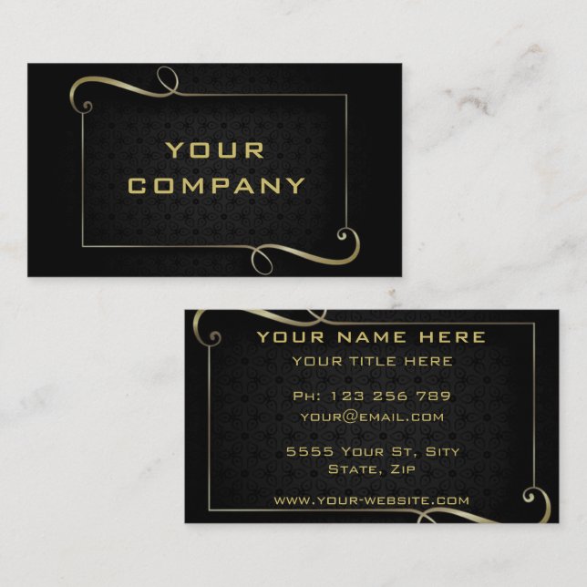 Design Yourself Black Gold Business Card Example (Front/Back)