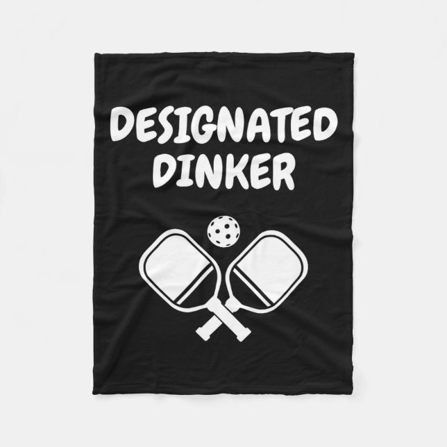 Designated dinker funny pickleball pun pickle ball fleece blanket (Front)