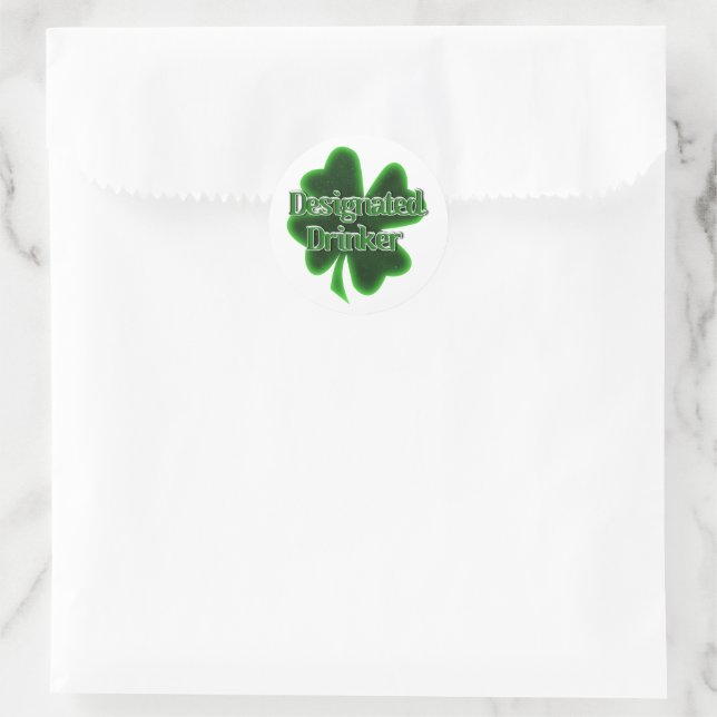 Designated Drinker St. Patrick's Day Classic Round Sticker (Bag)
