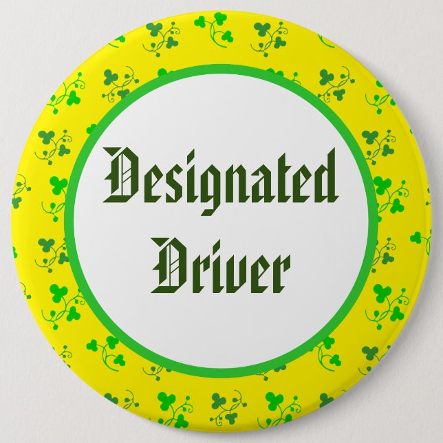 Designated Driver Shamrock Pattern Button (Front)