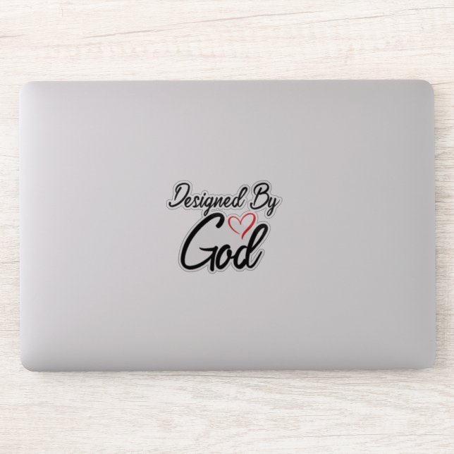“Designed by God” Custom-Cut Vinyl Sticker (Computer)