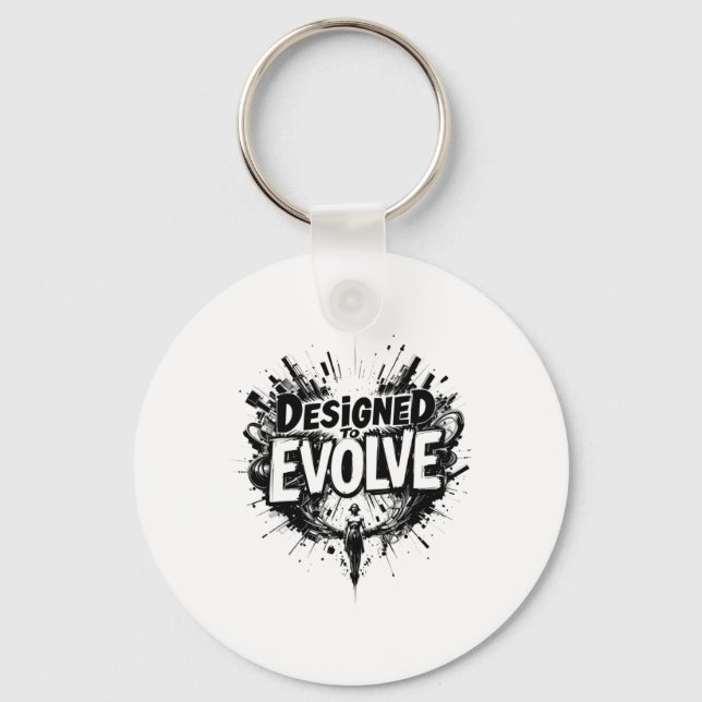 Designed To Evolve – Bold Abstract Evolution Art S Key Ring (Front)
