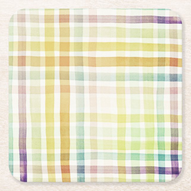 Designed watercolor art background, texture 2 square paper coaster (Front)