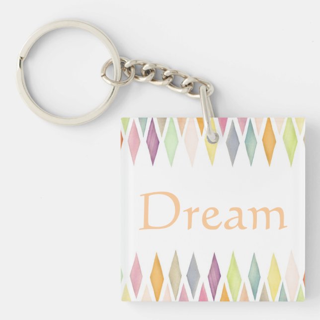 Designed watercolor background key ring (Front)