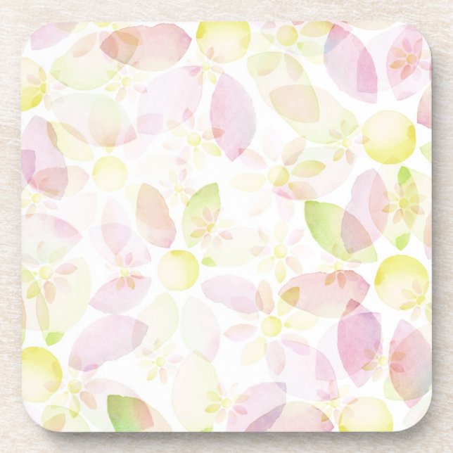 Designed watercolor flower background, texture coaster (Front)